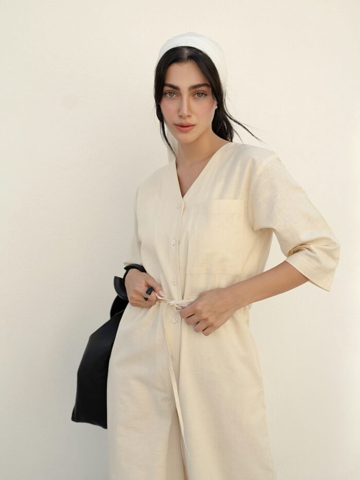 vestido camisero marfil – Amankaya Boutique
